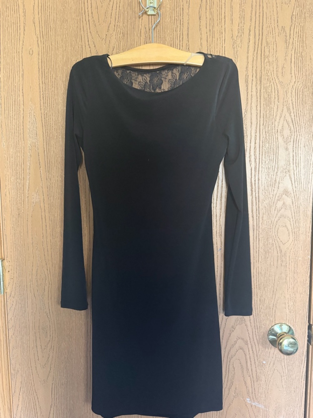 Timeless Long-Sleeve Black Lace-Back Dress